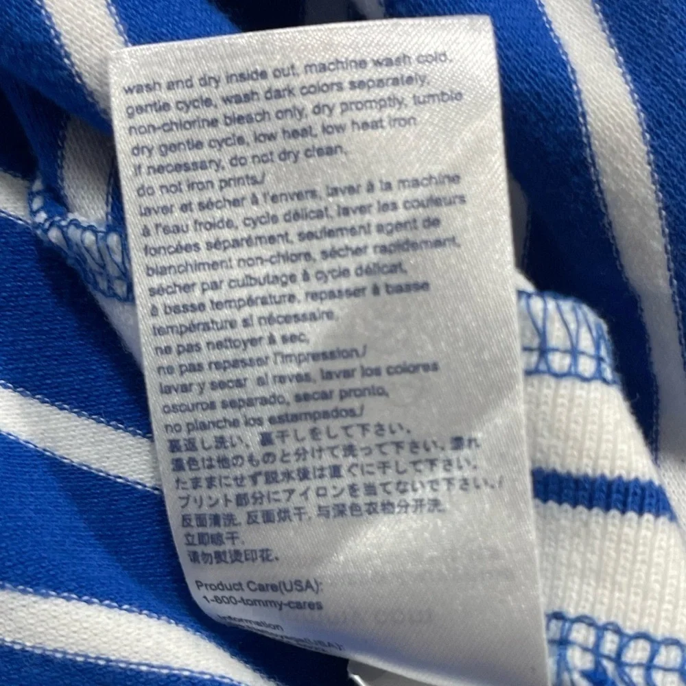 Tommy Hilfiger polo shirt open V-neck white and blue stripes women’s size S - Picture 13 of 17